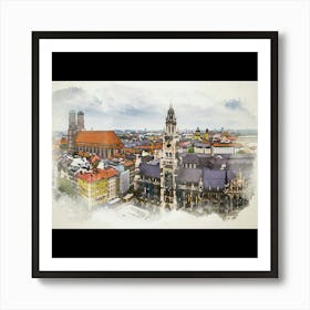 Cityscape Of Munich Art Print