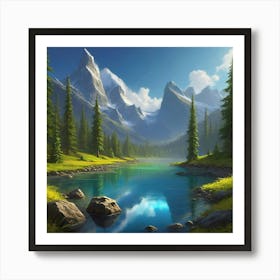 Lake In The Mountains Art Print