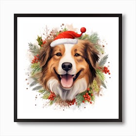 Santa Dog Art Print