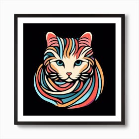 Colorful Cat Head Art Print