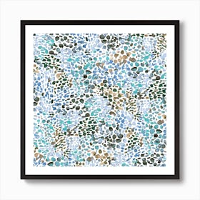 Speckled Watercolor Blue Square Art Print