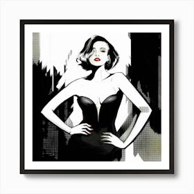 Sexy Woman In Black Dress Art Print