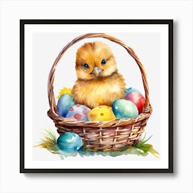 Easter Chick In Basket Art Print