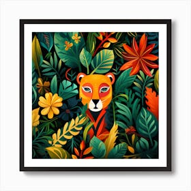 Lion In The Jungle 4 Art Print