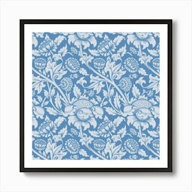 Blue Floral Wallpaper 2 Art Print