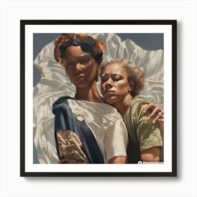 Two Women Hugging Art Print