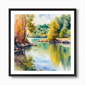 Watercolor Of A River 2 Art Print