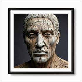 Firefly Weathered Wooden Sculpture Carved With Human Features 30947 (2) Art Print