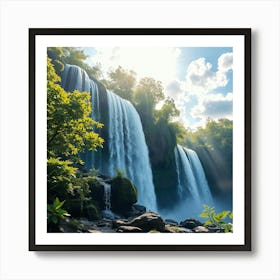 Waterfall In The Forest 16 Art Print