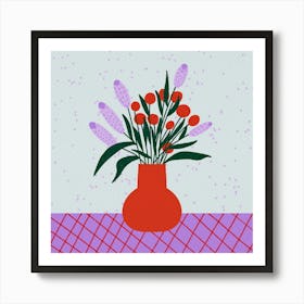 Abstract Flower Vase violet and red Art Print