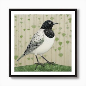 Ohara Koson Inspired Bird Painting Lark 1 Square Art Print