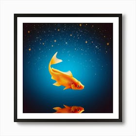 Goldfish On A Starry Night 1 Art Print