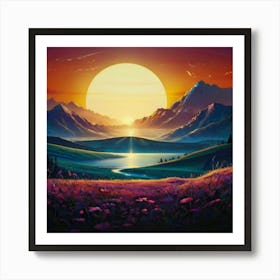 Sunset In The Mountains 1 Art Print