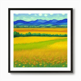 Yellow Fields Rustic Charm A Farmhouse in the Hills Póster