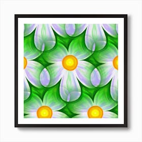 Daisy Pattern Seamless Repeating Tiling Tileable Flowers Art Print