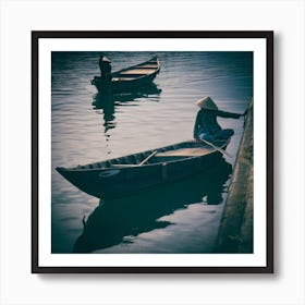 Dusk On The River At Hoi An Vietnam Square Art Print