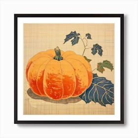 Vintage Pumpkin Illustration Square 3 Art Print