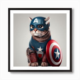 Captain America Avengers Cat Art Print
