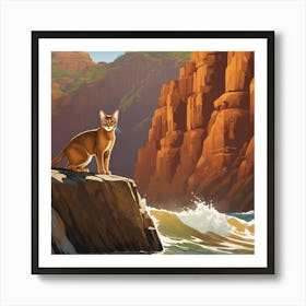 Cat On Cliff Art Print