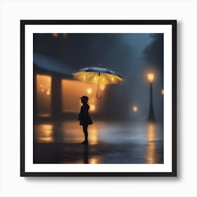 Portrait Of A Girl In The Rain Art Print