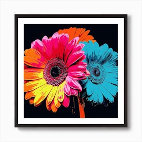 Andy Warhol Style Pop Art Flowers Gerbera Daisy 1 Square Art Print
