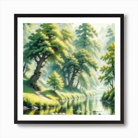 River In The Forest 65 Art Print