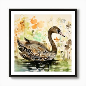 Swan In Water 1 Art Print