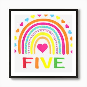 5 Years Old Rainbow 5th Birthday For Girls Boys Kids 1 Art Print