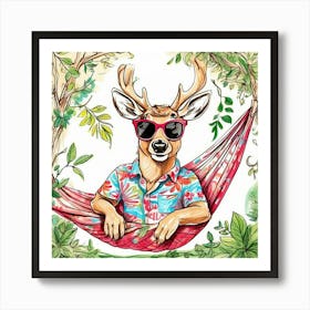 Deer In Hammock 4 Art Print