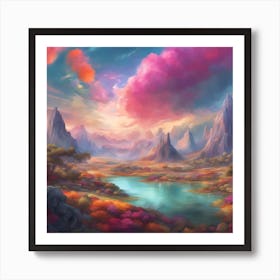 Landscape Painting With Vibrant Colors Art Print