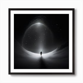 Man Walking Through A Dark Tunnel Art Print