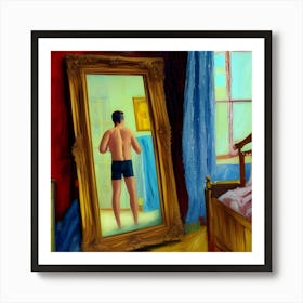 'Man in Pants - The Mirror' Art Print