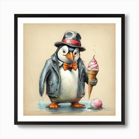 Penguin Ice Cream 2 Art Print