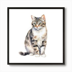 American Wirehair Longhair Cat Portrait 2 Art Print