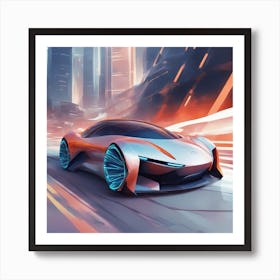 A Vibrant And Dynamic Design Featuring A Futuristic Electric Car, With Sleek Design, Long Range Capa Art Print