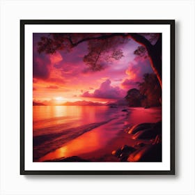 Sunset On The Beach 1 Art Print