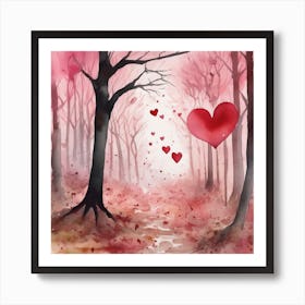 Valentine'S Day Watercolor Painting Art Print