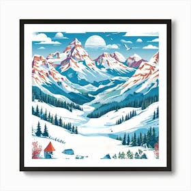 Snowy Mountains, Hike The Globe A Nature Inspired Showcasing Mountain Ranges Hiking Trails And National Art Print