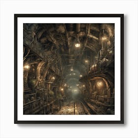 444389 An Underground City, Filled With Steam Powered Tra Xl 1024 V1 0 Art Print