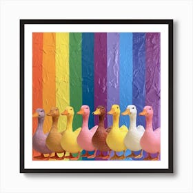 Rainbow Duck Kitsch Collage 2 Art Print