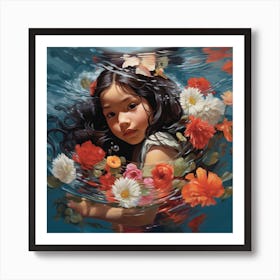 Girl In The Water Art Print