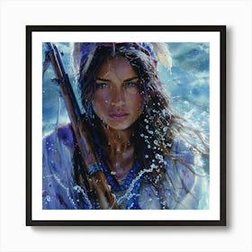 Native American Girl In The Water Art Print