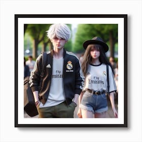 Couple Walking In The City Art Print