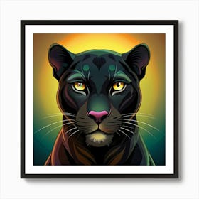 A Majestic Black Panther With Golden Eyes Art Print