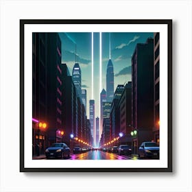 The Modern City Rain Lights and Stories Art Print