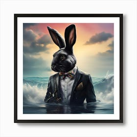 Rabbit In The Ocean 1 Art Print