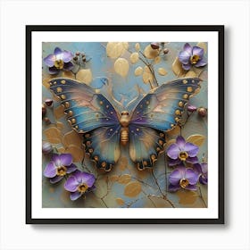 Butterfly And Orchids 5 Art Print