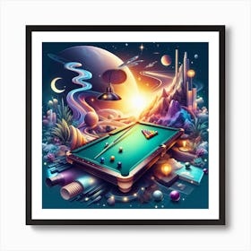 Pool Table In Space Art Print