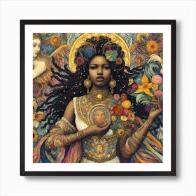 Angels And Flowers Art Print