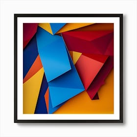 Modern Abstract Geometric Artwork – Vibrant 3d Paper Design With Bold Colors Art Print